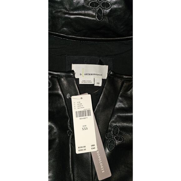 NWT Anthropologie The Somerset Maxi Dress: Faux Leather Embroidered BLACK XXS 00 - Picture 8 of 8